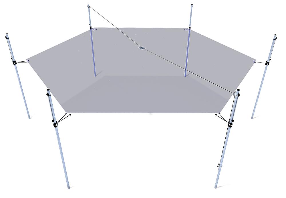 Schattensegel höhenverstellbar Sechseck